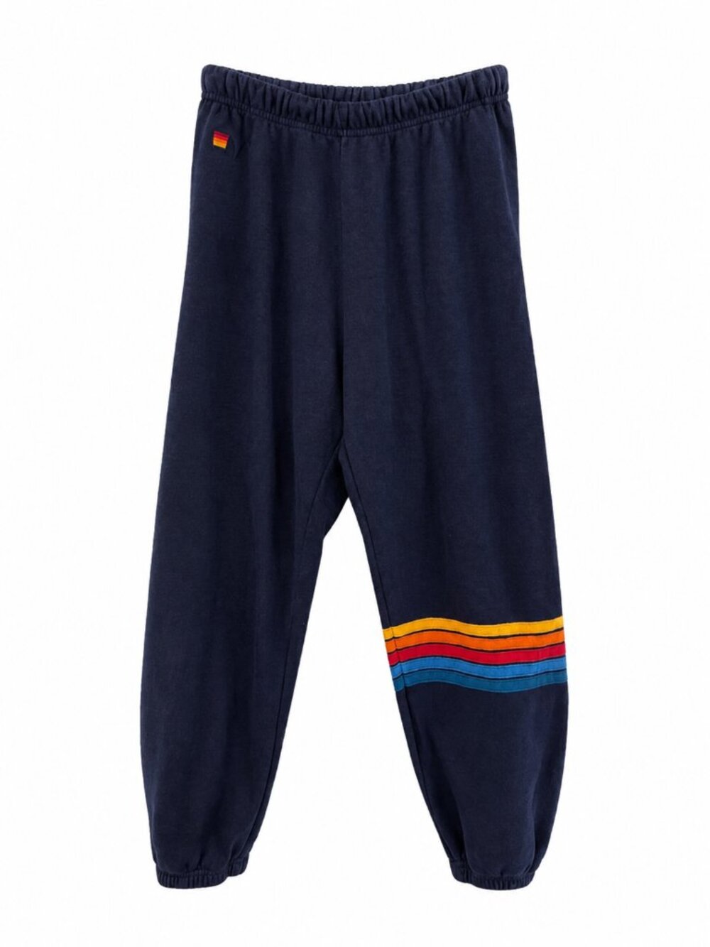 Aviator Nation Women's Navy Blue 5 Stripe Embroidered Sweatpants Small S